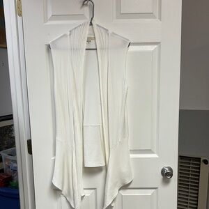 White Waterfall Vest with Asymmetrical Hem